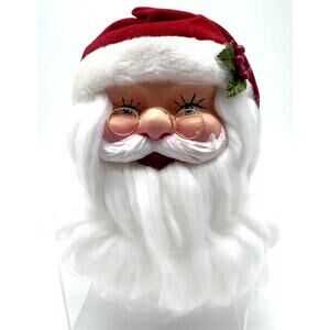 Vintage Hanging Santa Claus Face Head Christmas Ornament Large